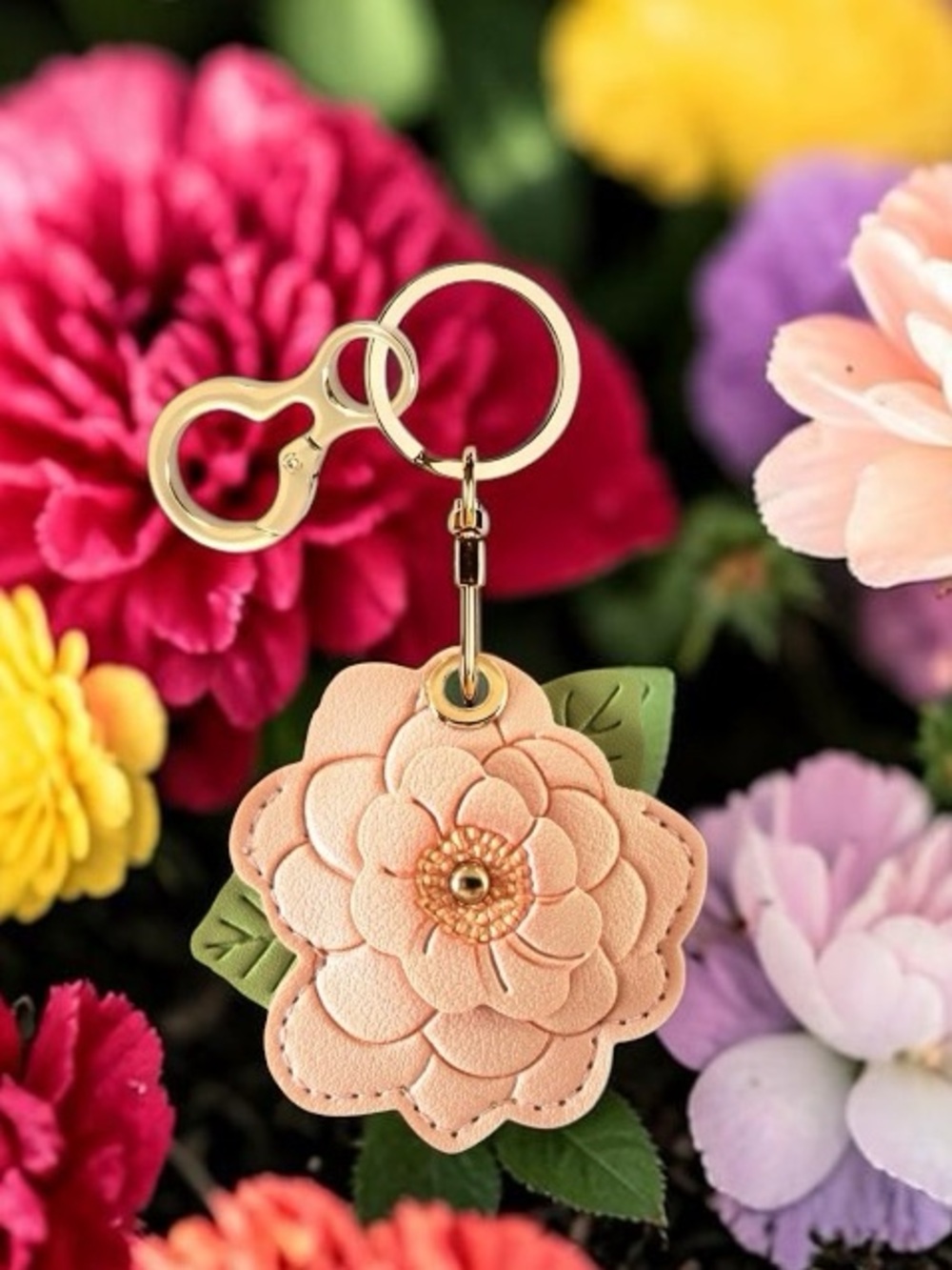 Camellia Leather AirTag holder keychain bag charm NOT A TEMU ITEM